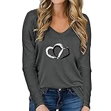SCBFDI Pullover Damen Legere Oversized Datum Top Longsleeve Tailliertes Frühlin Pullover Women's Farbblock Soft V Ausschnitt Grau
