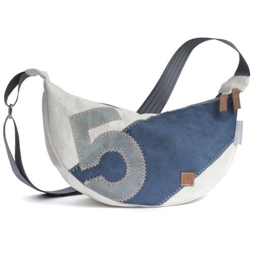 360° Grad Roop Moonbag Crossover Segeltuch Tasche weiß-blau, Gurt...