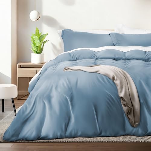 Consejos para Comprar Color Azul Mezclilla al mejor precio. 42 Dreamlab Juego de Funda para Edredón 2 Piezas | Tela Ultra Suave Premier 1800 de Doble Cepillado | Cubierta de Duvet y Funda para Almohada | Individual (168cm x 228cm), Color Azul...