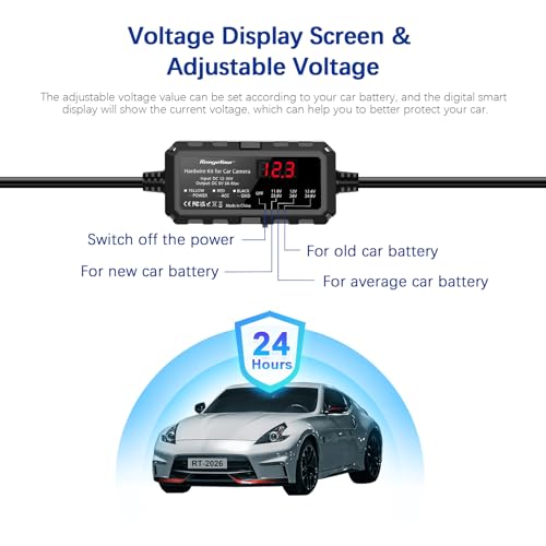 Kit de cableado para cámara de coche USB-C de 12V-30V a 5V con pantalla LED de voltaje 4