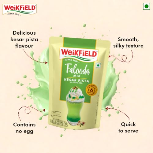 Image of Weikfield Falooda Mix 200 g Pouch | Kesar Pista Flavoured | Rich, Smooth & Creamy Texture | Delicious & Refreshing Taste | Authentic Taste | Instant Falooda Mix (Pack of 2)