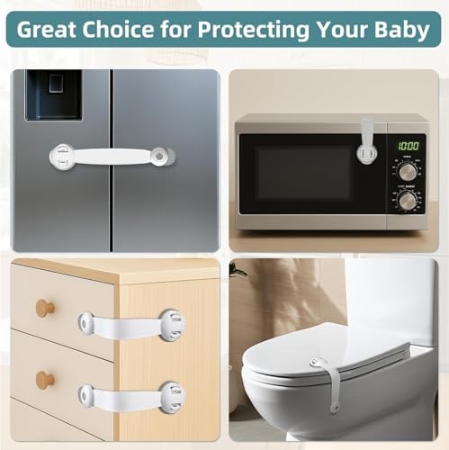 Safety Cabinet Locks,Safety Cupboard Latches for Dishwasher, Fridge, Door, Trash Can, Oven, Toilet Seat, no Tools Need or Drill (6 PCS) - 5