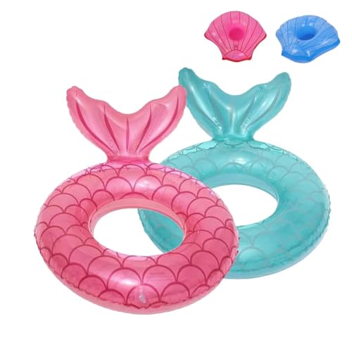 4-Pack Swimming Rings for Adults,Inflatable Ring, Rubber Ring for Swimming,Swimming Tube Pool Float,Mermaid Swimming Tube for Summer Party (XL 140cm)