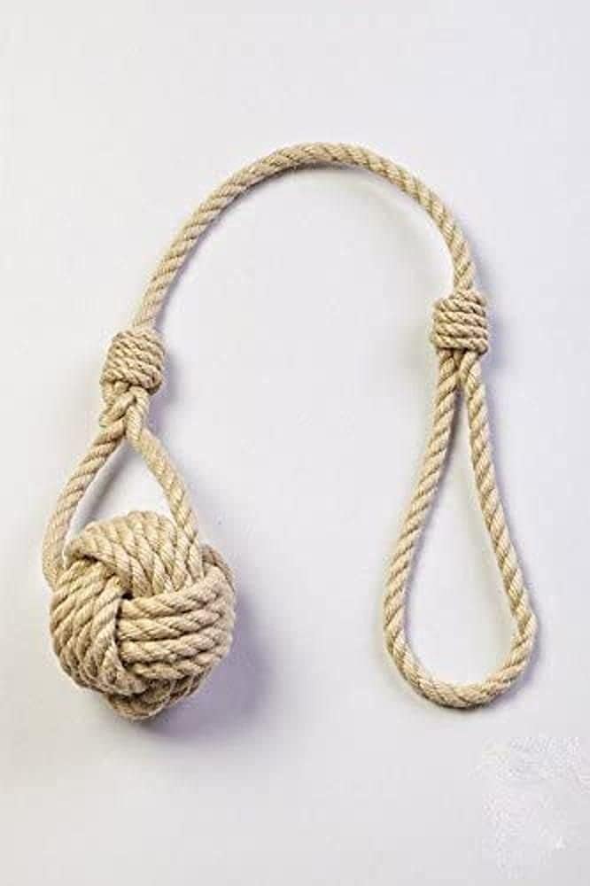 NauticalMart Large Knot Hemp Rope Curtain Tieback Halloween Decor