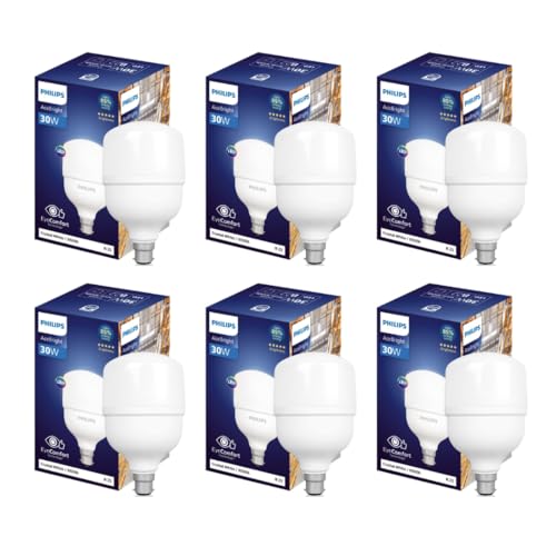 Image of Philips 30-watt LED Bulb Factory Pack |AceBright High Wattage LED Bulb|Base: B22 Light Bulb for Home | Crystal White, Pack of 6