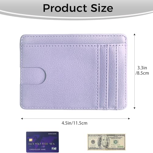Light Purple Leather Minimalist Wallet for Men & Women – RFID Front Pocket Card Holder, Slim & Durable Leather Wallet, Stylish & Secure (Light Purple)2