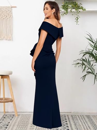 Satin Mother of The Bride Dresses for Women Off Shoulder Mermaid Formal Evening Party Dress2