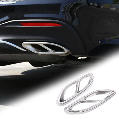 Tumukiw Car Exterior Exhaust Pipe Cover Compatible With Mercedes-Benz A B C E CLA CLS GLC GLE GLS Class W205 W213 X253 C257, Stainless Steel Tailpipe Exhaust Pipes Frame Trim (Chrome, Upgraded) by Tumukiw - Used condition - US$24.02