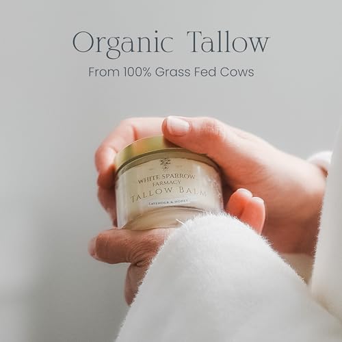 White Sparrow Farmacy Organic Grass Fed Tallow Balm - (Lavender & Honey) Organic Tallow from Grass Fed Cows & All Organic ingredients. For Face and Body. (2.0 oz)…