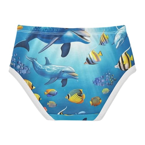 Cute Dolphins Fish Blue Toddler Underwear Custom 2t Cotton Panties Little Girl Fun Underpants Briefs2