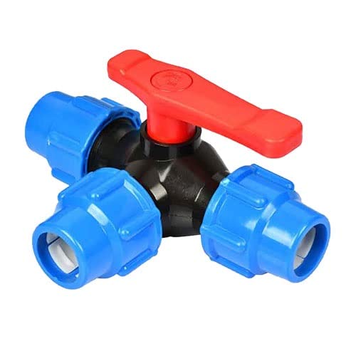 Válvula de bola de tres vías con accesorios de conexión rápida para un control eficiente del flujo de agua en sistemas de jardín y fontanería