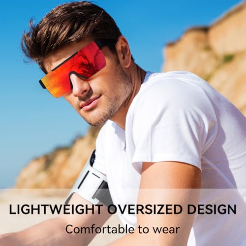 Dollger Oversized Square Sunglasses for Men Women, Fashion Flat Top Mirrored Sunnies Rimless Shades UV Protection2