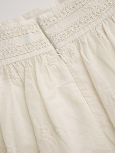 CIDER Lace Skirt Midi Skirt Floral Women Elastic Mid Waist Lined Lettuce Trim Hem Cotton Skirts3