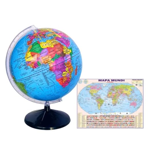 Globo Terrestre Político -30 Cm Diâmetro + Acompanha Mapa Mundi