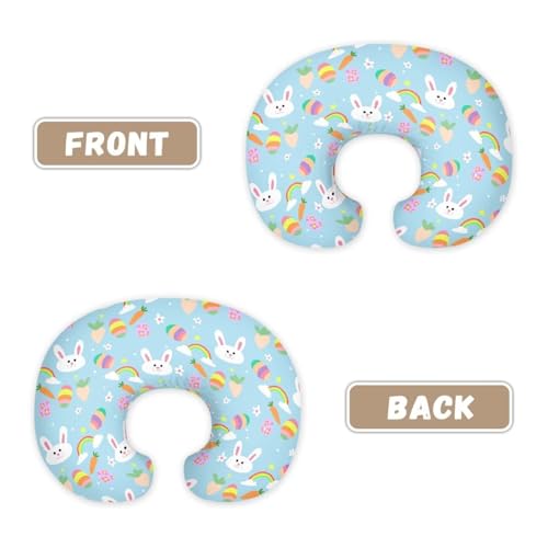 Hechitok Rabbits Nursing Pillow Cover Slipcover, Breastfeeding Newborn Infant Feeding Cushion Cover Pillow Slipcovers for Breastfeeding Moms Easter