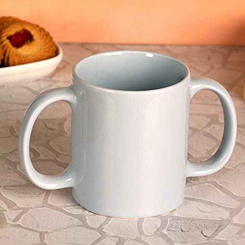 Dual Handle Mug (Double Grip Mug) To Aid Tremors, Microwave Safe, 11.83 Us Fl. Oz. (350 Ml), Bpa-Free - Gray Color #TOP3