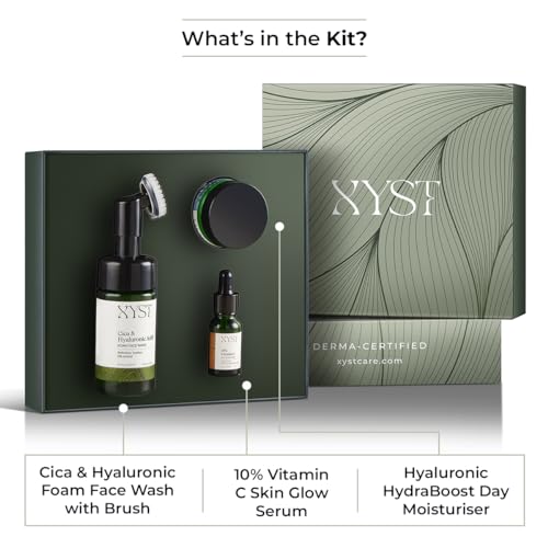 Image of XYST Glow Facial Skincare Kit Pack of 3 | 10% Vitamin C & Hyaluronic Acid | Reduces Tanning & Pigmentation | Brightens & Adds Radiance | All skin type