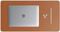 Mouse Pad Médio 70x30cm KingPad Couro Ecológico Caramelo – Desk Pad Antiderrapante para Escritório, Home Office e Estudo – Tapete de Mesa Resistente à Água