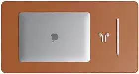 Mouse Pad Médio 70x30cm KingPad Couro Ecológico Caramelo – Desk Pad Antiderrapante para Escritório, Home Office e Estudo – Tapete de Mesa Resistente à Água