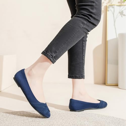 Image of Veittes Women's Wide Width Flat Shoes, Dressy Round Toe Slip On, Soft Comfortable Office Work Daily Walking Ballet Flats.