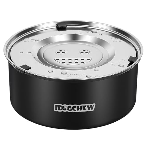 IDOGCHEW 3L Wassernapf Hund Ohne Sabbern Edelstahl, Trinknapf Hund Anti Schlabber mit Rutschfester Boden, Auslaufsicherer, Leicht zu Reinigen Spülmaschinenfest, Schwarz