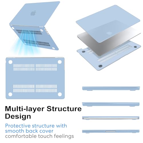 Image of AKIT Matte Case for MacBook Air 15 Inch M5 M4 M3 M2 2026-2023, Air Blue | A3448 A3241 A3114 A2941, Solid Color Design, Ultra-Thin, Protective Hard Shell, Anti-Scratches&Fingerprints, Easy Take On