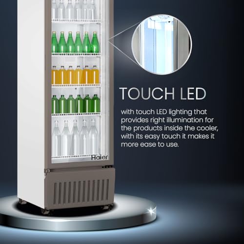 Image of Haier HVC 505 GT5, 5 Star, Touch LED Visi Cooler Glass Door, Adjustable Shelves, Single Door Commercial Refrigerator (440 L, White)