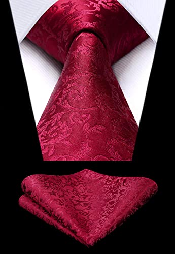 Image of HISDERN Mens Vest Tie Set 3PC Formal Waistcoat Paisley Floral Jacquard Necktie Pocket Square Suit Vests Wedding Party