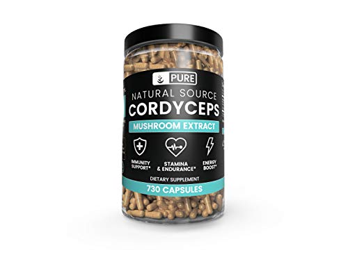 Pure Cordyceps (730 Capsules) 100% Natural, Non-GMO & Gluten-Free (1350 mg Serving)