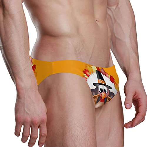 Oyihfvs Thanksgiving Turkey Fall Leaves Orange Sexy Men Swim Brief Trunks Beach Bikini for Men, Swim Underwear Low Waist Quick Dry Swimwear Thong Swimsuit Boxer Shorts(XL)2