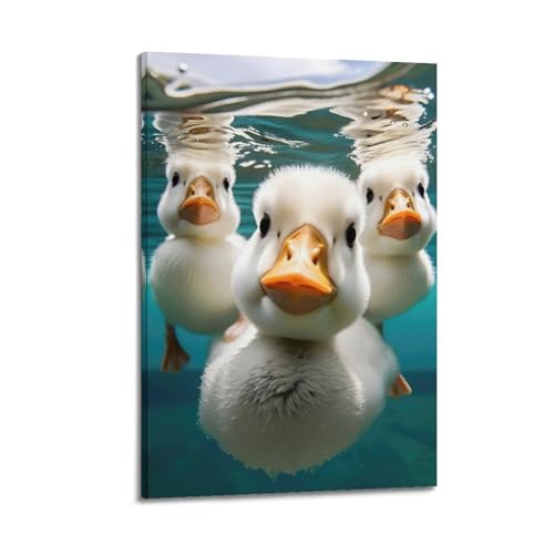 Toile trois canards sous l'eau pour transformer un mur vide en espace moderne