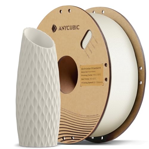 ANYCUBIC Matte PLA Filament 1.75mm, 3D Printing PLA Filament 1.75mm Dimensional Accuracy +/- 0.02mm, 1KG Spool (2.2 lbs), Matte White 1kg Matte White