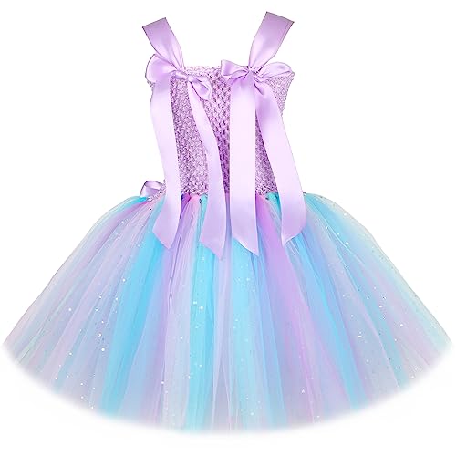 Hjtt Mermaid Costume For Girls Led Light Up Little Mermaid Princess Tutu Dress Halloween Birthday Party Gifts Outfit (Led Lavender, 1-2T) #TOP3