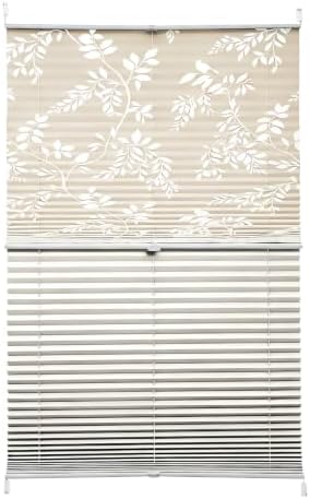Sekey Doppelplissee Day+Night Verdunkelung ohne Bohren Klemmfix 70x200cm | Muster & Beige Lichtdurchlässig Ausbrenner-Muster & 100% Verdunkelnd Plissee für Fenster & Tür