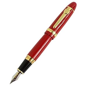 Jinhao 159 grote zware vat medium punt vulpen met gouden clip – rood