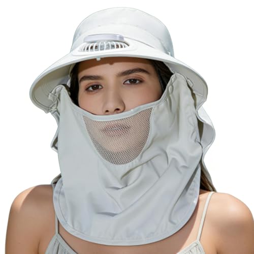 Chapeau à ventilateur solaire anti-UV avec protège-nuque amovible pour randonnée