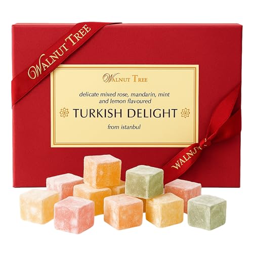Walnut Tree Turkish Delight Selection 350g Authentic Sweets from Istanbul Handpacked in the UK Traditional Lokum Gift Box Premium Dessert Treat Luxury Present for All Occasions 350g