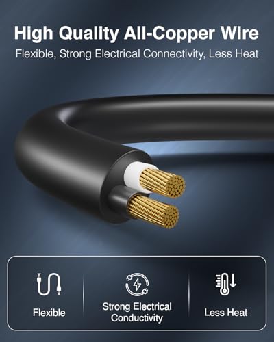 Image of FEDUS 16.4ft Long 22AWG Male to Female 2 Pin Power Extension Cord Wire, 6amp Indoor Outdoor Power Cord Extension Electrical Extender Power Cable for appliances, Electronics, and Power Tools.