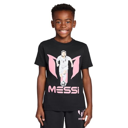 Image of Messi Boys' Lifestyle Short Sleeve T-Shirt, Slim-fit Graphic Tee, Cotton Blend Fabric