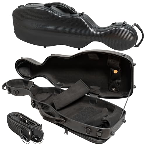 MI&VI AP-7016 Capa de viola rígida leve para violas de tamanho completo de 38 a 42 cm com alças ajustáveis | Resistente à água | Mochila de viagem | Estojo de violino em forma de fibra de carbono de