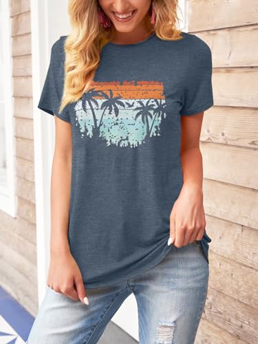 TAKEYAL Women Los Angeles Graphic T Shirts California Letter Print Short Sleeve Tee Loose Casual Tops2