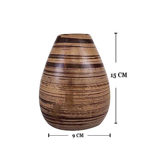Image of Xtore Marbled Ceramic VASE with Striped Pattern for Home Decor (Pack of 1, Dark Brown)