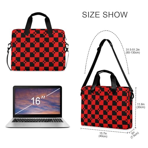 Funda para laptop 15.6" con asa y correa roja y negra miniatura 5
