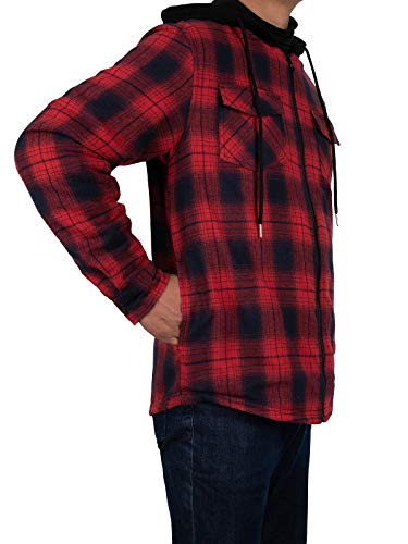 Image of ZENTHACE Men's Sherpa Lined Full Zip Hooded Plaid Shirt Jacket