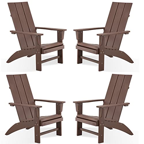 Image of Psilvam Modern Adirondack Chairs Set of 4, Dark Brown