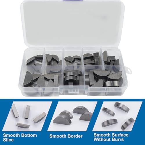Federkeile Sortiment Scheibenfeder Halbmond Mitnehmerkeil Satz 3-4-5-6 mm Scheibenfeder-Sortiment-Kit 80STK für Schwungrad Riemenscheiben Kurbelwellenschlüssel