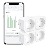 EIGHTREE Smart WLAN Steckdose, Smart Home WiFi Steckdose mit Stromverbrauch Messen, Zeitplan, Fernzugriff, TÜV Zertifiziert, 16A, Funktioniert mit Alexa, Google Home, SmartThings, 4er Pack