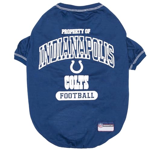 Image of NFL Indianapolis Colts Dog T-Shirt for Pets, Size X-Small. Officially Licensed Pet Shirt with Team Logo, Soft Stretchable Comfort Fit Apparel for Dogs & Cats