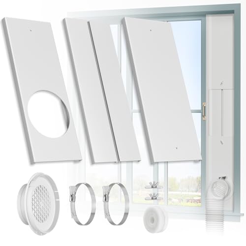 HOXHA Window Duct Kit Dryer Window Vent Kit for 4&rdquo; Ducting Dryer Vent Hose, Sliding Window Vent...