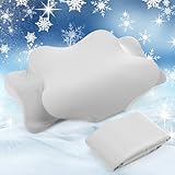 Hahafelt Cooling Cervical Neck Pillowcase Cover (Only Pillow Case) Ergonomic Pillowcase with Zipper Breathable Pillow Cover Contour Cool Case for Side Back Stomach Sleepers(Gray,Queen Size)